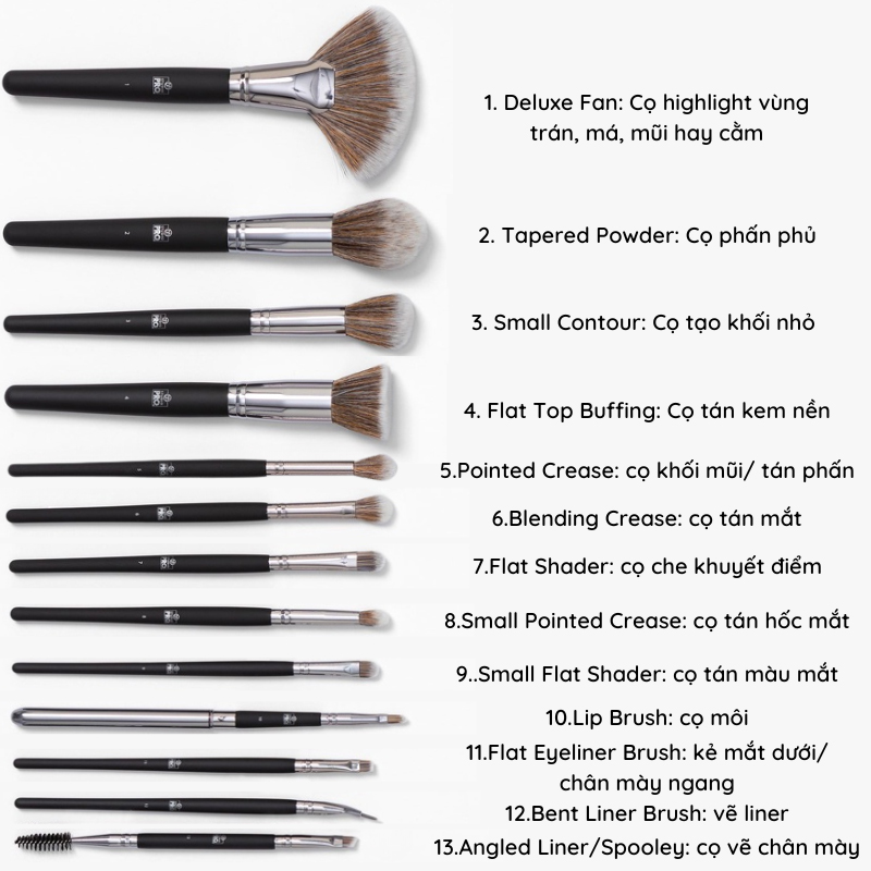 Bộ Cọ Trang Điểm 13 Cây BH COSMETICS Studio Pro BHBO31